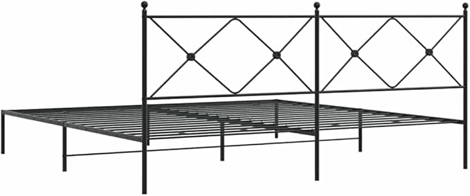 vidaXL Bed Frame Black Powder-Coated Steel Double Bed Bed Frame