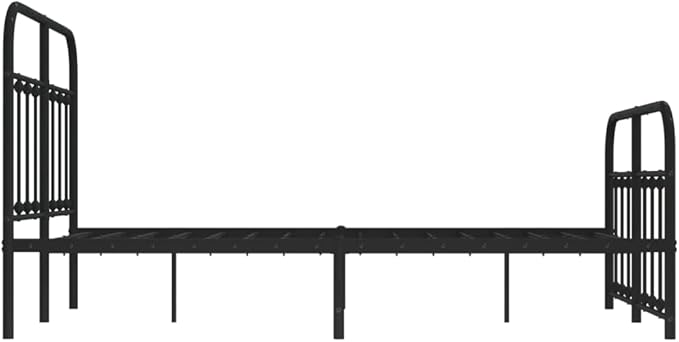 Bed Frame Black Powder-Coated Steel Small Double Bed Frame headboard Bedroom Furniture for Guest Room
