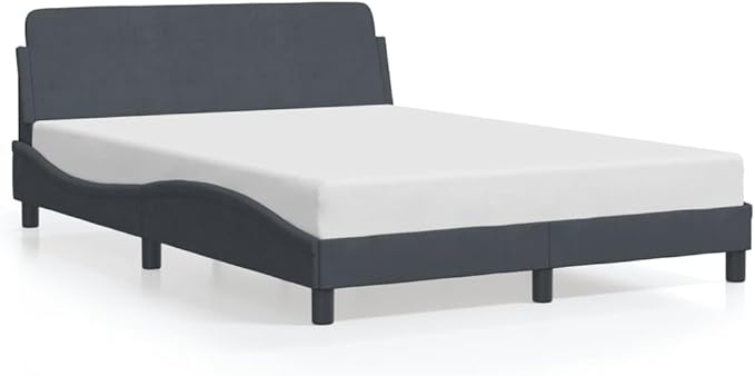 Light Gray Velvet Bed Frame with Storage, Modern Single Size Upholstered Platform for Small Spaces Dark Gray, 55.9 x 81.9 x 29.3 in