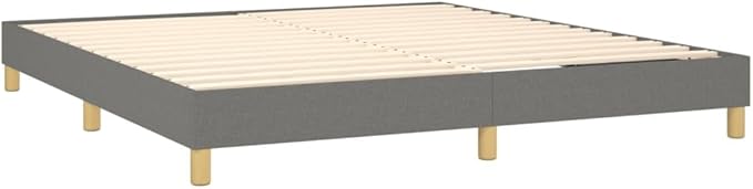 Bed Frame Dark Gray Polyester, Plywood, Engineered Wood King Furniture Bed Frame for Hotel Apartment