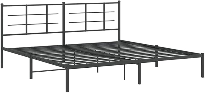 vidaXL Bed Frame Black Powder-Coated Steel Double Bed Frame