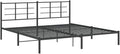vidaXL Bed Frame Black Powder-Coated Steel Double Bed Frame