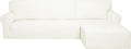 PureFit Super Stretch Sectional Couch Covers - 2 pcs Spandex Non Slip Sofa Covers with Elastic Bottom for L Shape Sectional Sofa Couch, Great for Kids & Pets (3 Seat Sofa + 2 Seat Chaise, Ivory)