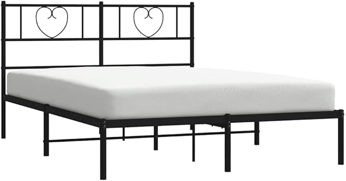 Modern Full Bed Frame with Storage, Sturdy Headboard, and Sleek Black Powder-Coated Steel Design for Adults and Guest Rooms