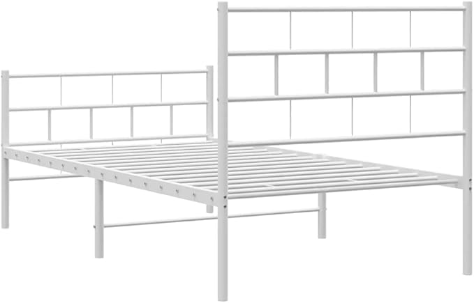 White Twin Metal Bed Frame 81.5 x 41.1 x 35.4 in, Modern Platform Bed Frame with 10.2 in Under-Bed Storage, Powder-Coated Steel for Adult Guest Bedroom
