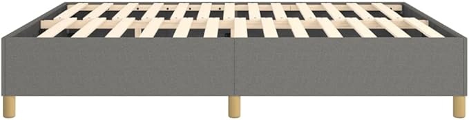 Bed Frame Dark Gray Polyester, Plywood, Engineered Wood King Single Bed Frame