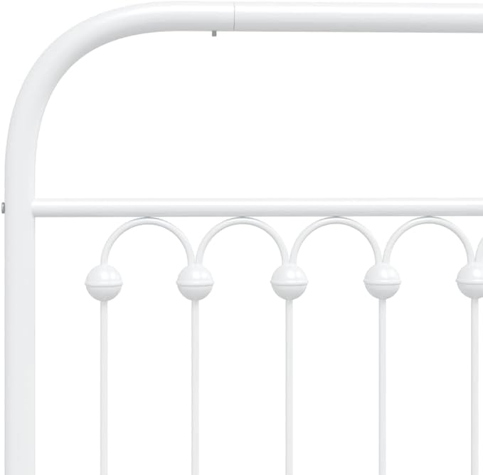 King Size Metal Bed Frame with Headboard, White Powder-Coated Steel Platform Bed Frame for Modern Bedroom, Heavy Duty Support up to 550 lbs, Easy Assembly and