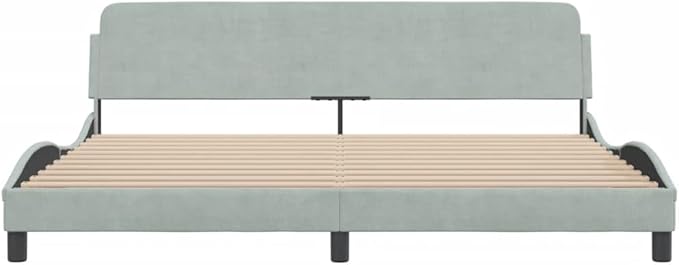 Light Gray Velvet Bed Frame with Storage, Modern Single Size Upholstered Platform for Small Spaces Light Gray, 77.0 x 85.8 x 29.3 in
