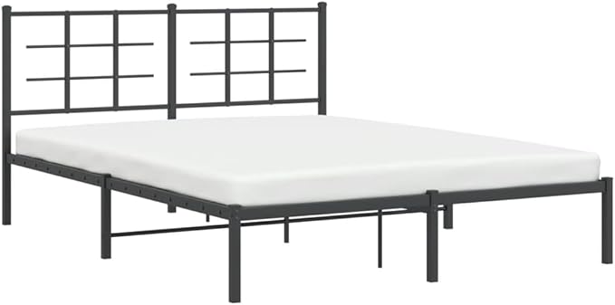 King Size Metal Bed Frame with Headboard, Modern Steel Platform Bed with Underbed Storage, Heavy-Duty Construction for Stability and Breathable Fabric for Comfortable Sleep