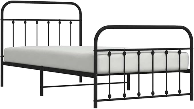 Bed Frame Black Powder-Coated Steel Single Bed Frame Bedroom Furniture headboard for Guest Room