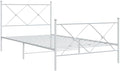 vidaXL Elegant White Steel Single Bed Frame with Headboard/Footboard - Under-Bed Storage - Metal Slats - 81.5"x41.3"x35.6"