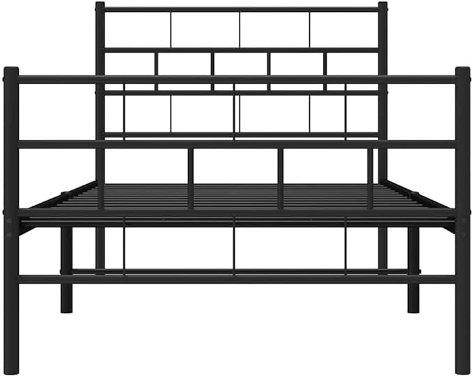 Twin Metal Bed Frame 81.5 x 41.1 x 35.4 in Black Powder-Coated Steel, Modern Platform Design, Sturdy Support for Kids, Guest or Dorm Room