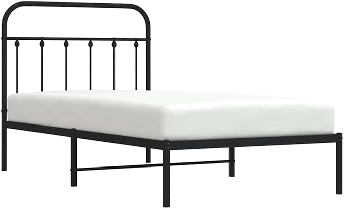 Bed Frame Black Powder-Coated Steel Twin Bed Frame Rectangular headboard Bedroom Furniture for Living Room