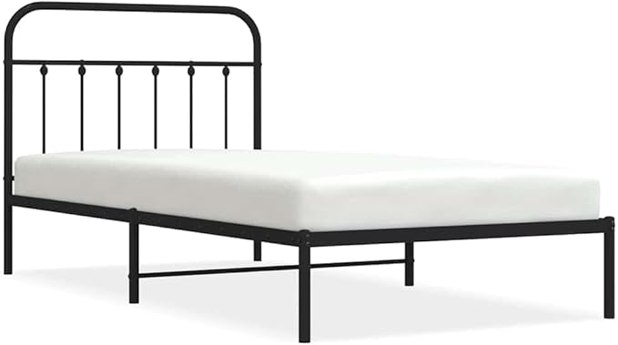 Bed Frame Black Powder-Coated Steel headboard Bed Frame for Bedroom 39.4x78.7 in