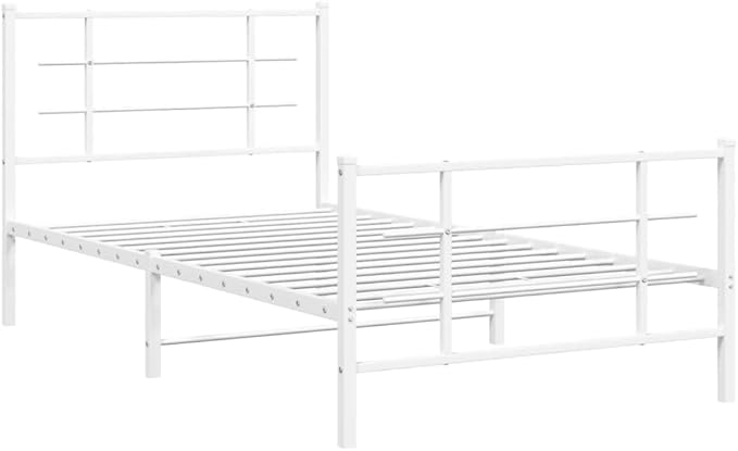 Modern White Metal Bed Frame with Ample Storage and Breathable Design, Sturdy Durable Construction for Contemporary Bedroom, Easy Assembly Included