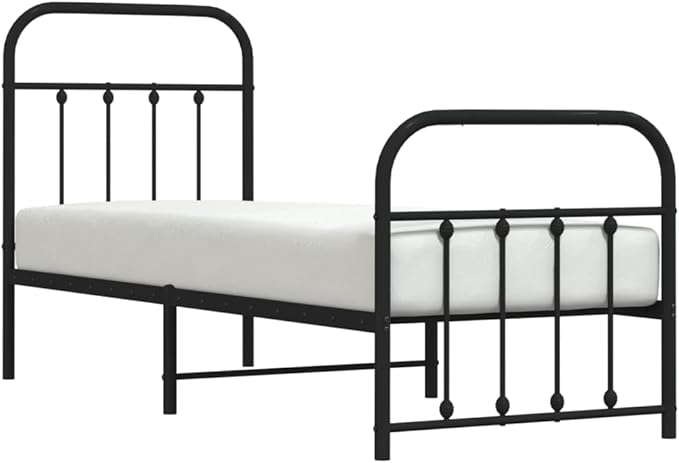 Bed Frame Black Powder-Coated Steel Small Single Bed Frame headboard Bedroom Furniture for Living Room
