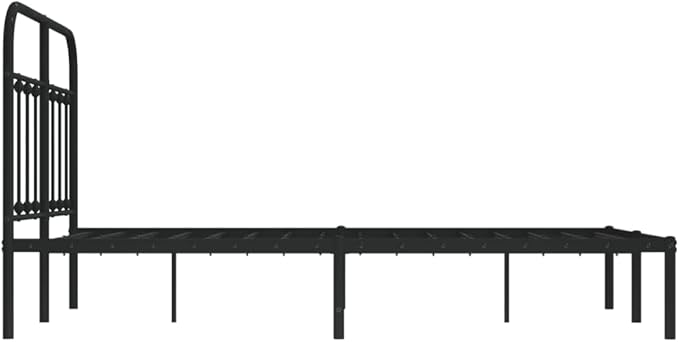 Bed Frame Black Powder-Coated Steel Single Bed headboard for Guest Room 47.2x74.8 in Small Double