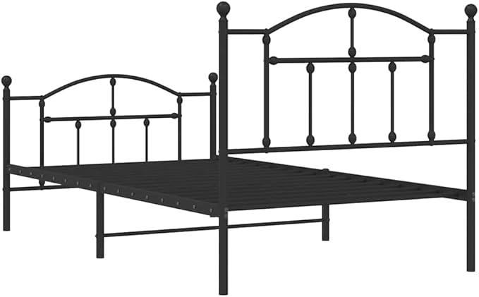 Bed Frame Black Powder-Coated Steel Twin Bed Frame Rectangular Bedroom Decor Bedroom Furniture for Hotels