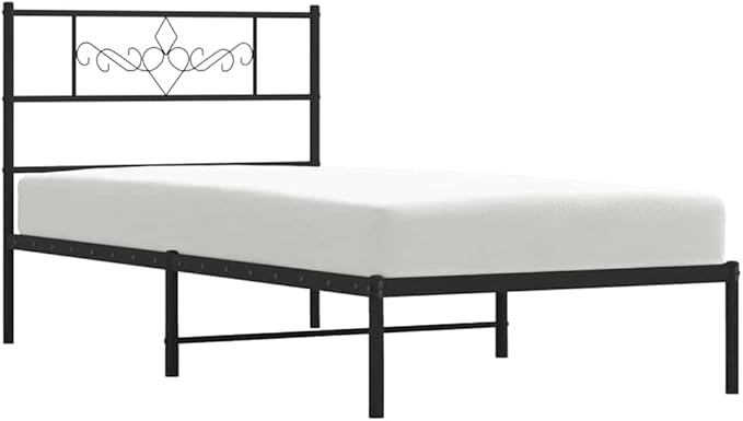 Modern Twin Metal Bed Frame with Under-Bed Storage | Sturdy Powder-Coated Steel Construction | Sleek Black Minimalist Design for Adult Bedrooms