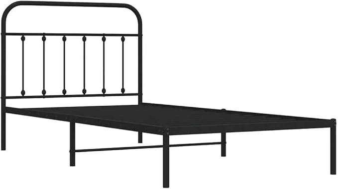 Bed Frame Black Powder-Coated Steel headboard Bed Frame for Bedroom 39.4x78.7 in