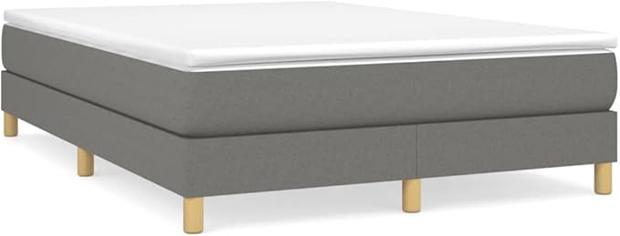 Bed Frame Dark Grey Polyester Queen Rectangular Modern Single Bed