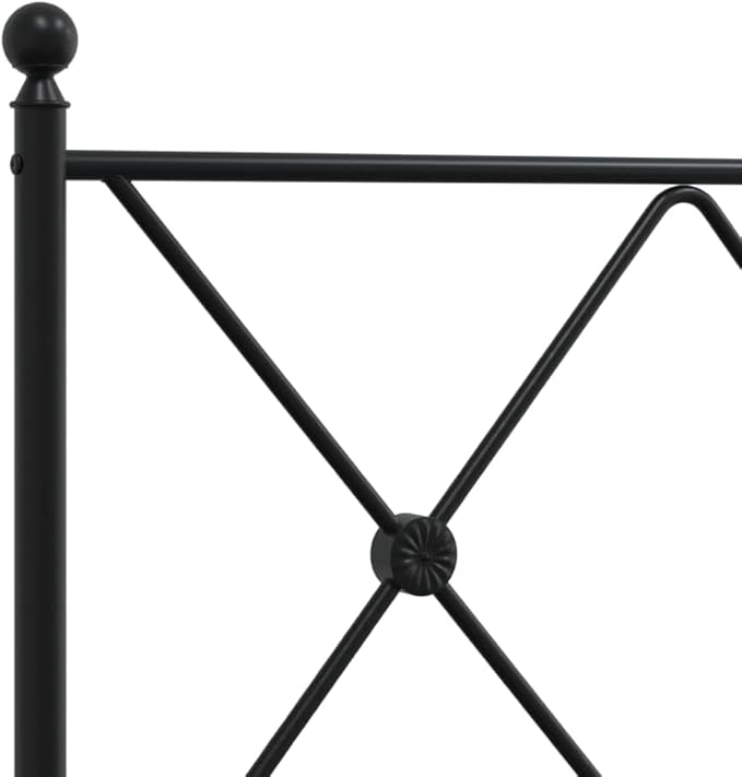vidaXL Black Steel Double Bed Frame with Headboard/Footboard - 81.5"x61.4"x35.6" for Mattress 59.1"x78.7"