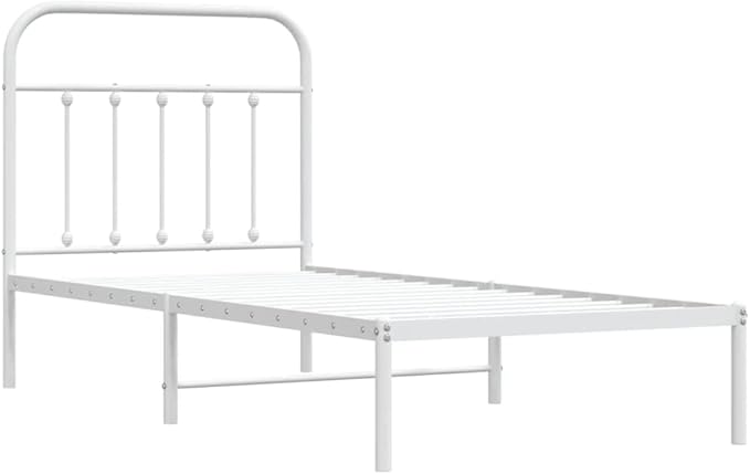 Bed Frame White Steel Single Bed Frame Rectangular Industrial Bedroom Furniture headboard for Bedroom