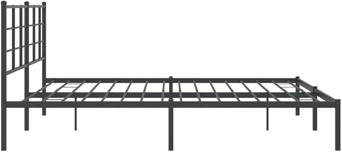 vidaXL Bed Frame Black Powder-Coated Steel Double Bed Frame