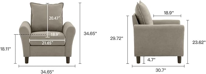 Accent Chair for Living Room, 35" Reading Chairs for Bedroom Arm Chair Modern Single Sofa Comfy Chair for Apartment, Waiting Room and Office (Beige, Chair)