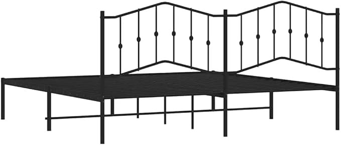 Modern Black Metal Bed Frame with Sturdy Steel Construction, 76x80 Inch Queen Size Platform Bed Frame with Slat Support for Mattress, Easy Assembly Indoor Bedroom Furniture