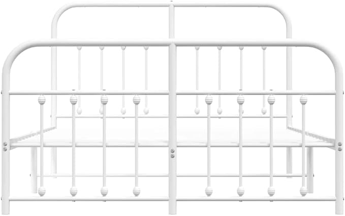 Bed Frame White Steel Bed headboard for Living Room 59 x 79 in Durable Frame