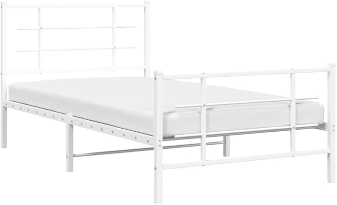 Modern White Metal Bed Frame with Ample Storage and Breathable Design, Sturdy Durable Construction for Contemporary Bedroom, Easy Assembly Included