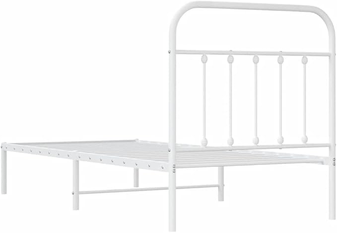 Bed Frame White Powder-Coated Steel Twin Durable Bed Frame headboard Bedroom Furniture for Bedroom