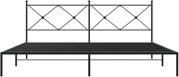 vidaXL Bed Frame Black Powder-Coated Steel Double Bed Bed Frame