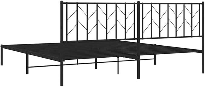 Bed Frame Black Powder-Coated Steel Double Size Bed Frame Sturdy Metal for Bedroom
