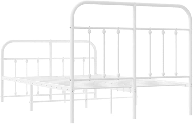 Bed Frame White Powder-Coated Steel Double Bed Frame headboard Bedroom Furniture for Bedroom