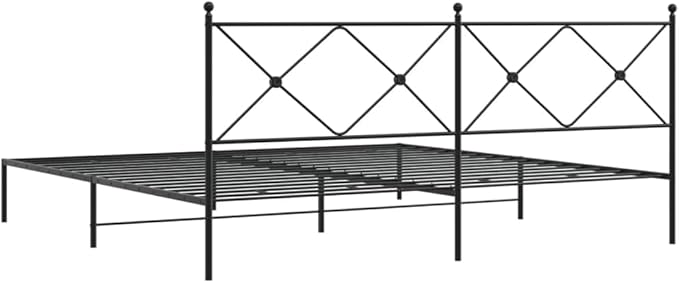Modern Black Double Metal Bed Frame with Headboard, Sturdy Steel Construction for Two, Easy Assembly and Compact Size 78.0 x 81.5 x 35.6 Inches