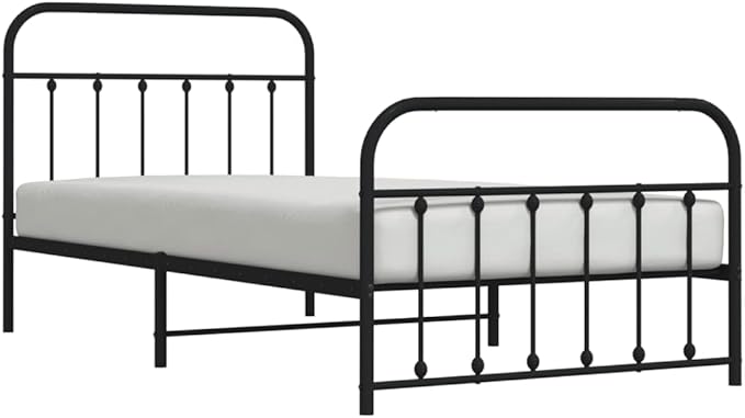 Bed Frame Black Powder-Coated Steel Twin Bed Frame Rectangular Bedroom Furniture headboard for Guest Room