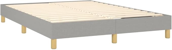 Bed Frame Light Grey Single Bed Furniture for Hotel Bedroom 100% Polyester Fabric, Plywood, Engineered Wood