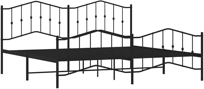 Modern Metal Bed Frame with Footboard, Black Powder-Coated Steel Platform Bed with Underbed Storage Space, 76 x 79.9 Inches, Durable and Stylish for Master or Guest Bedroom