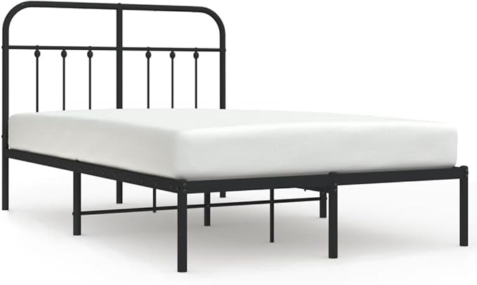 Bed Frame Black Powder-Coated Steel headboard Queen Bed Frame for Guest Room 47.2 x 78.7 in