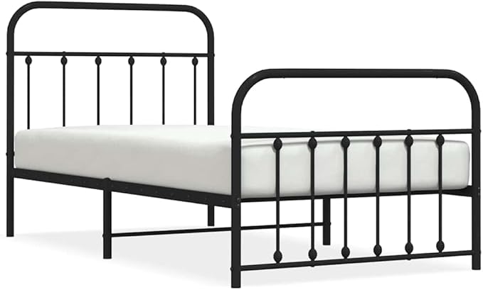 Bed Frame Black Powder-Coated Steel Twin Bed Frame Rectangular Bedroom Furniture headboard for Bedroom