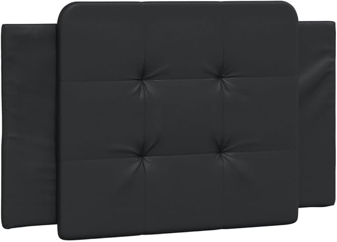 Black Faux Leather Upholstered Platform Bed Frame, Single Size, Solid Pine Wood & Plywood Slats, Modern Bedroom Furniture