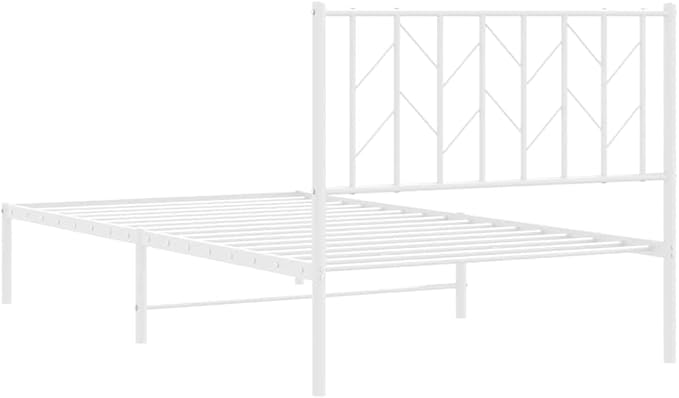 Bed Frame White Steel Single Bed Frame Rectangular Frame for Bedroom