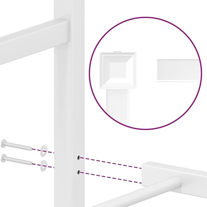 vidaXL Bed Frame White Steel Twin Bed Frame Rectangular Industrial