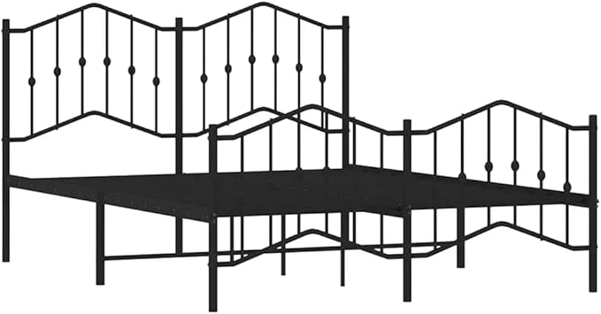Traditional King Size Metal Bed Frame with Classic Black Powder Coated Finish, Durable Steel Construction for Stable Support, Fits Standard King Mattress 59.1 x 78.7 Inches,