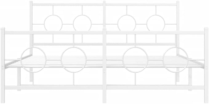 vidaXL Bed Frame White Powder-Coated Steel King Size Bed Frame