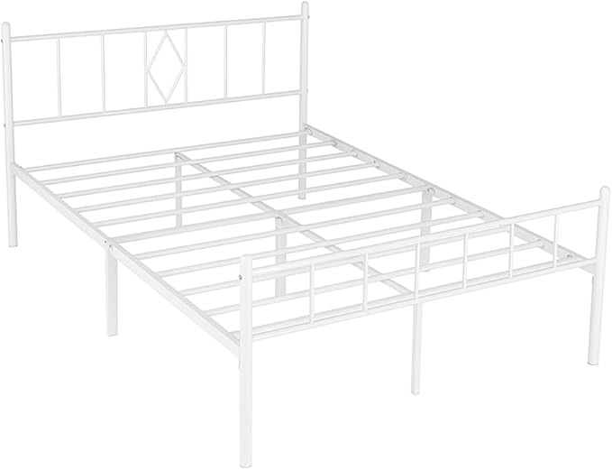 Decorwise 14 Inch Full Size Bed Frames with Headboard/Footboard, Under Bed Storage, Strong Metal Slats Support, No Box Spring Needed, Noise Free, Easy Assembly, White