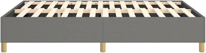Bed Frame Dark Gray Fabric (100% Polyester), Plywood, Engineered Wood Furniture