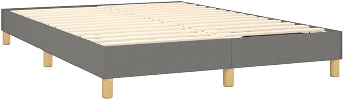 Bed Frame Dark Gray Fabric (100% Polyester), Plywood, Engineered Wood Furniture Double Bed for Apartment Bedroom